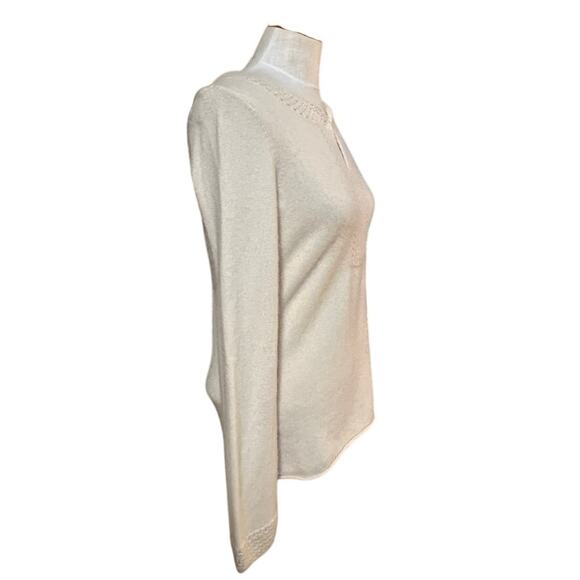 Lilly Pulitzer Cashmere Cream Sweater XS Keyhole Neck Knit Designer Pullover - Picture 11 of 12